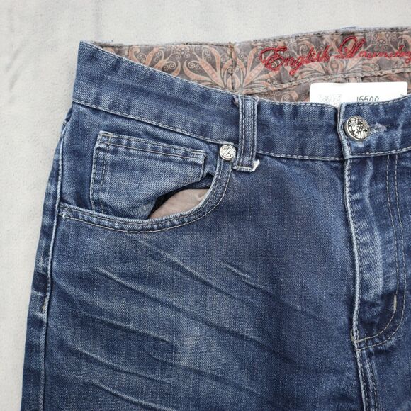 English Laundry Pants Mens 32 Blue Straight Medium Wash Denim Logo Jeans - Picture 12 of 16